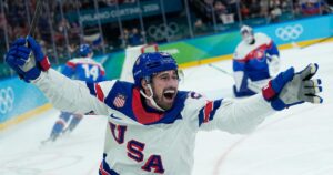 U.S. men’s hockey team beats Slovakia 6-2 in Olympic semis, will face Canada in gold medal game