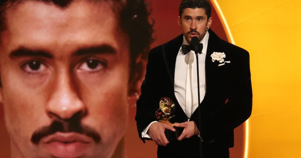 Bad Bunny says “ICE out” during Grammy Awards acceptance speech