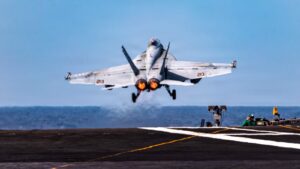 Videos appear to show Iranian missile nearly hitting US F/A-18 fighter jet